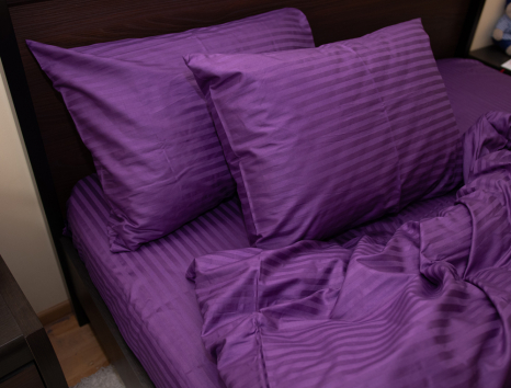 Полуторний набір постільної білизни 150*220 зі Страйп Сатину №50344 Черешенка™