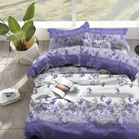 Тканина для постільної білизни Бязь "Gold" "Квіткові хвилі" GLL13287lilac