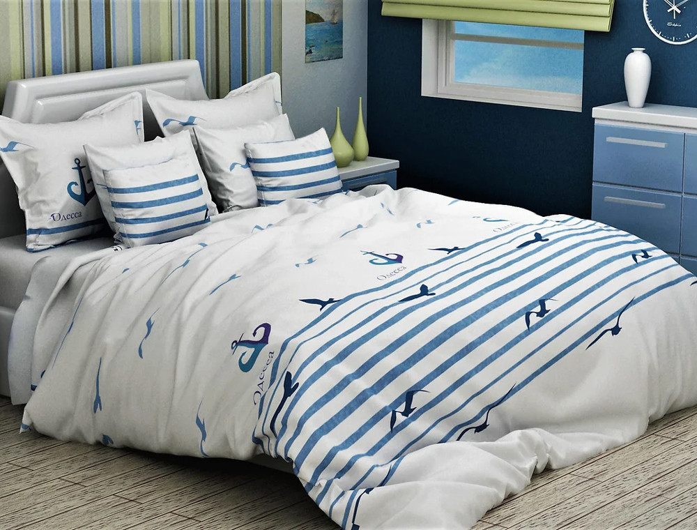 Ткань для постельного белья Бязь "Gold" Lux GL3021blue