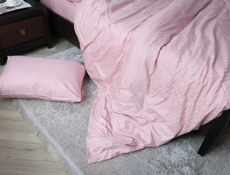 Полуторний набір постільної білизни 150*220 зі Страйп Сатину №15-1611 Черешенка™