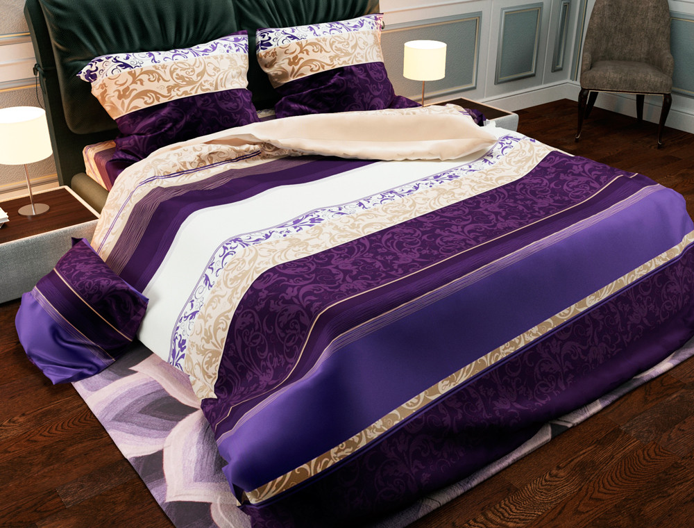 Тканина для постільної білизни Бязь "Gold" Lux "Смужка (фіолетова)" GL872