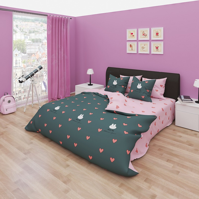 Ткань для постельного белья Бязь "Gold" Lux "Любовь кролика" GL4305 (A+B) - (50м+50м)