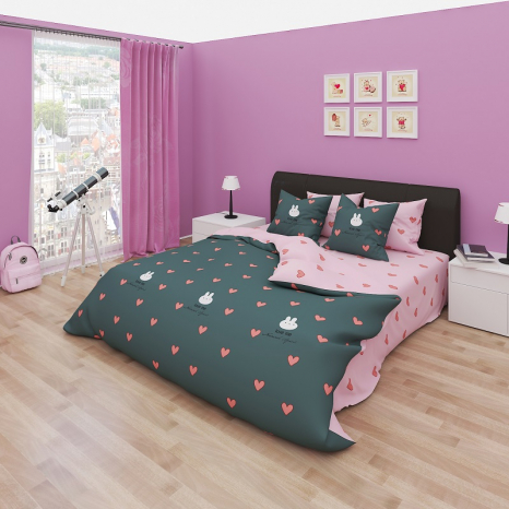 Ткань для постельного белья Бязь "Gold" Lux "Любовь кролика" GL4305 (A+B) - (50м+50м)