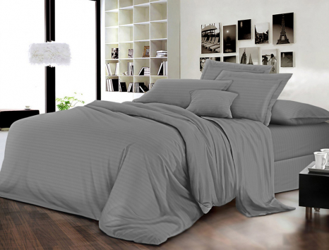 Ткань для постельного белья Бязь "Gold" Lux однотонная GLgray_stripe (50м)