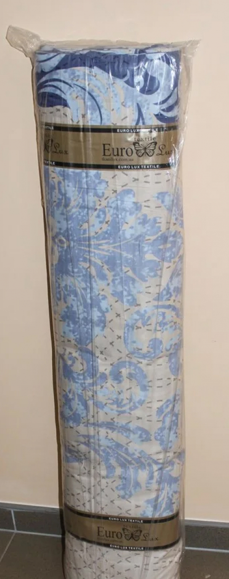 Ткань для постельного белья Бязь "Gold" Lux "Синий вензель с завитками" GL842