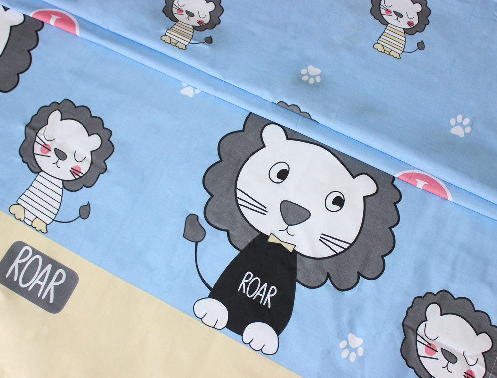 Тканина для постільної білизни Бязь "Gold" Lux дитяча "У гостях у левів" GLB168