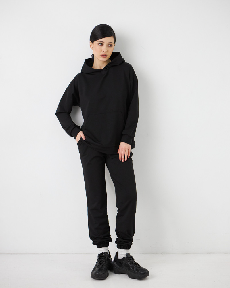 Женский спортивный костюм с капюшоном (Размер S) чёрный №20222138