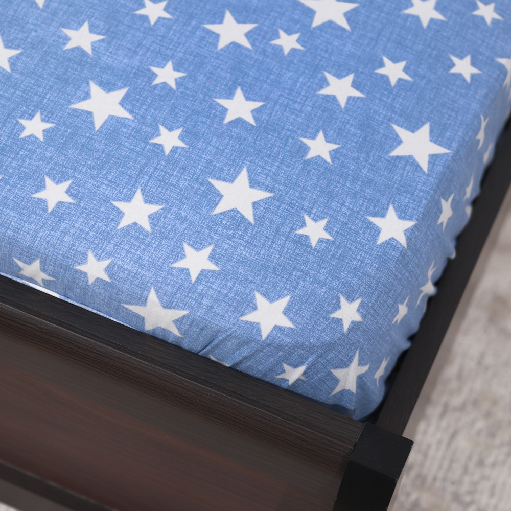 Простирадло на резинці (180*200*25  зірка на блакитному  №661503