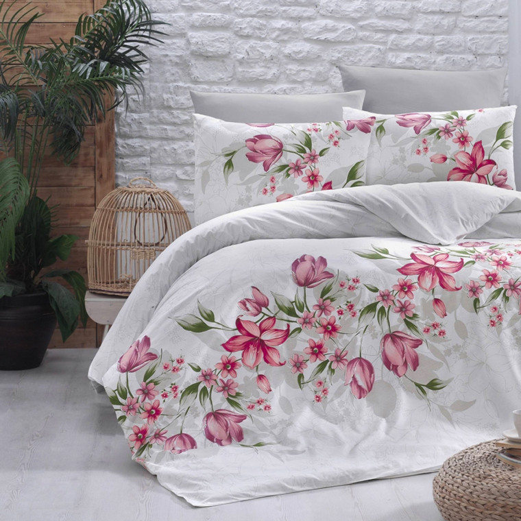 Полуторний набір постільної білизни 160*220 із Ранфорсу Riella Kirmizi First Choice™