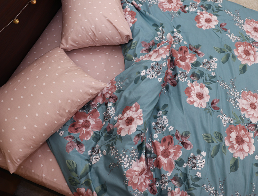 Семейный набор хлопкового постельного белья из Сатина №862AB Черешенка™