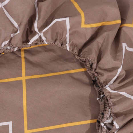 Простынь на резинке (160*200*25) коричневая с геометрическим принтом №661687