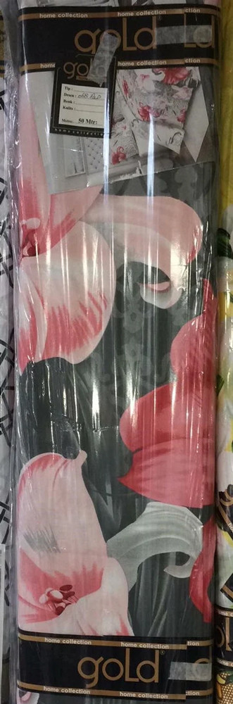 Ткань для постельного белья Бязь "Gold" Lux "Лилии (крупные, серый)" GL708