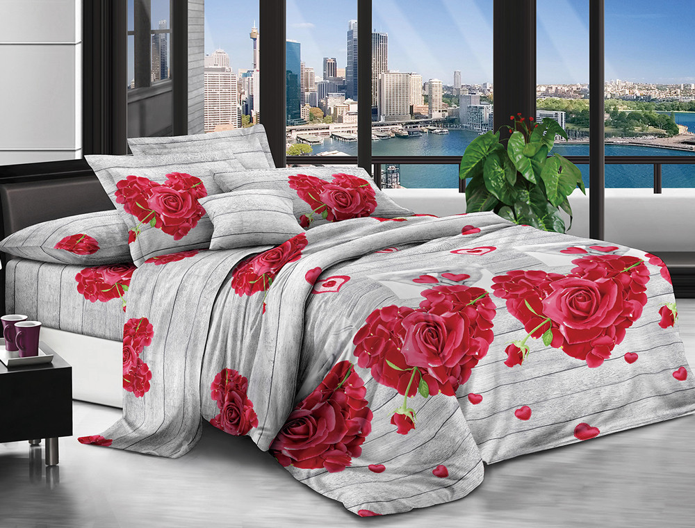 Євро набір постільної білизни 200*220 із полікотону №204750 Черешенька™