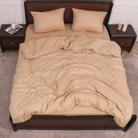 Двуспальный набор постельного белья 180*220 из микрофибры в полоску №2011214 Черешенка™