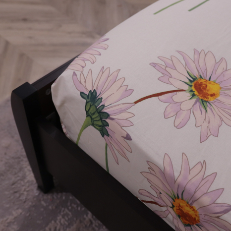 Простирадло на резинці (140*200*25) молочне з квітковим принтом №665407