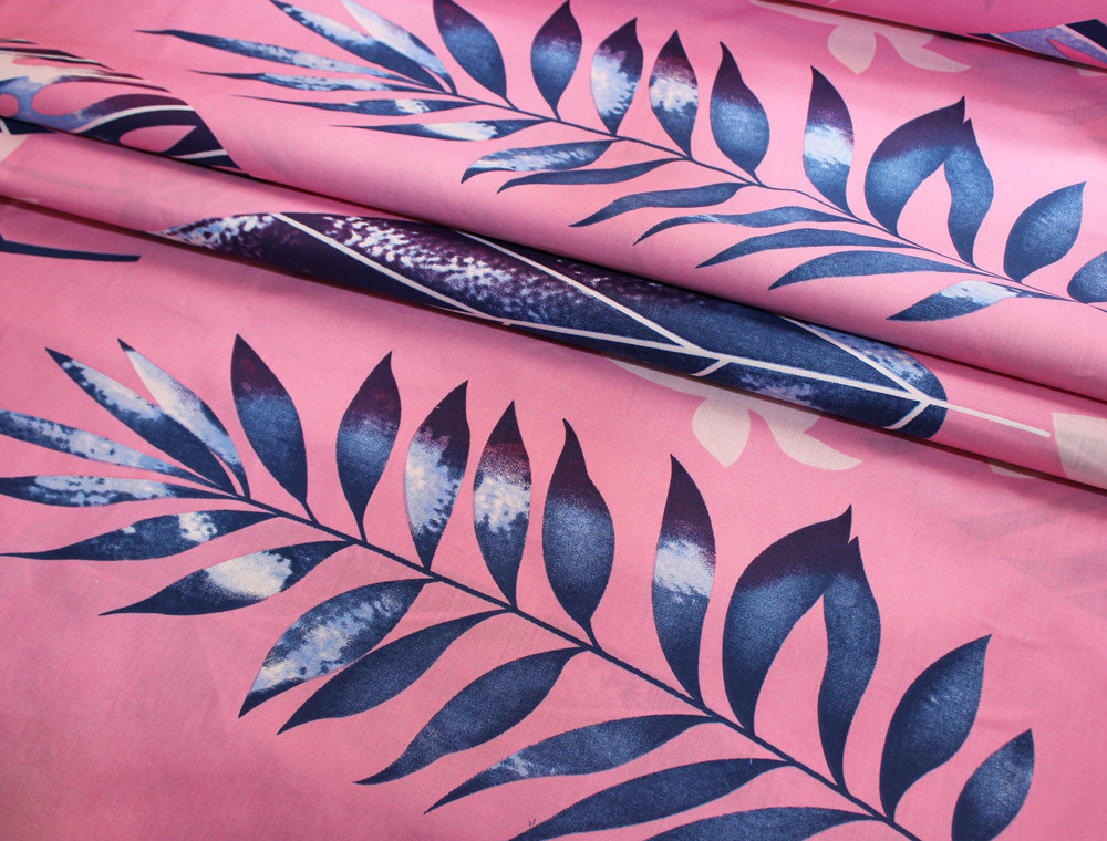 Тканина для постільної білизни Бязь "Gold" Lux "Листя (стилізований, рожевий)"  GL1245А