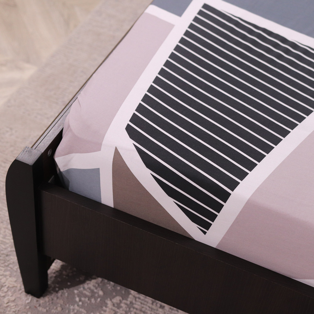 Простынь на резинке (90*200*25) серая с геометрическим принтом №661428