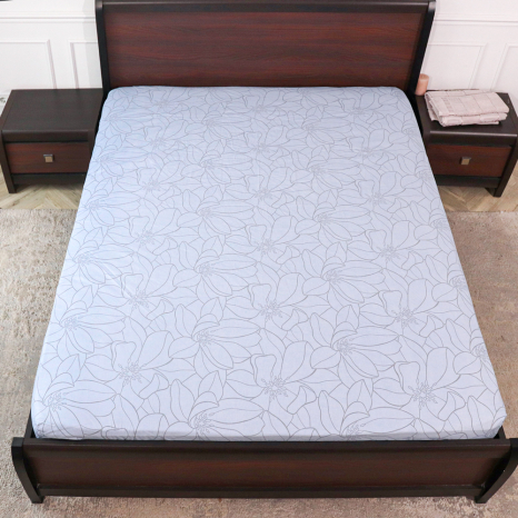 Простирадло на резинці (160*200*25) блакитне з квітковим принтом №661031