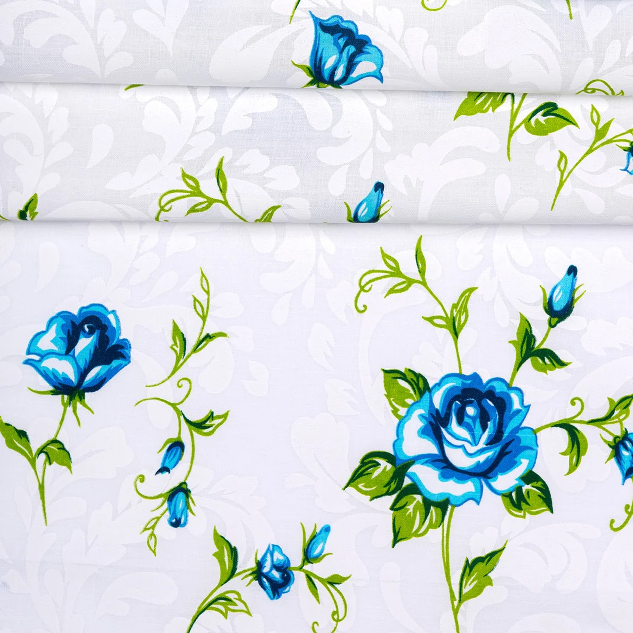 Ткань для постельного белья Бязь "Gold" Lux "Синяя роза" GL178