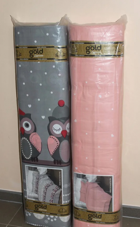 Тканина для постільної білизни Бязь "Gold" Lux "Сплячі сови" GL1238 (A+B) - (50м+50м)
