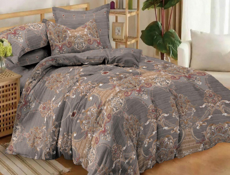 Семейный набор хлопкового постельного белья из Сатина №394AB Черешенка™