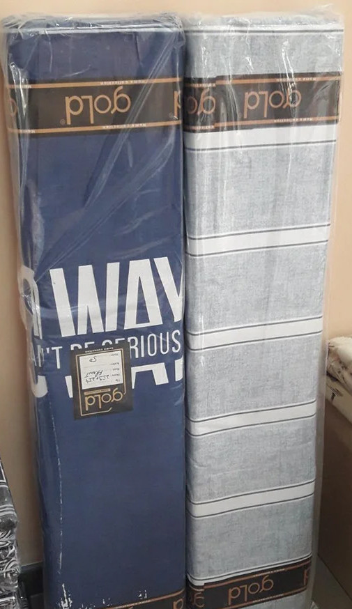 Тканина для постільної білизни Бязь "Gold" Lux "Урбаністичний принт (синій)" GL1335 (A+B) - (50м+50м)