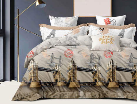 Полуторный набор постельного белья 150*220 из Сатина №44220AB Черешенка™