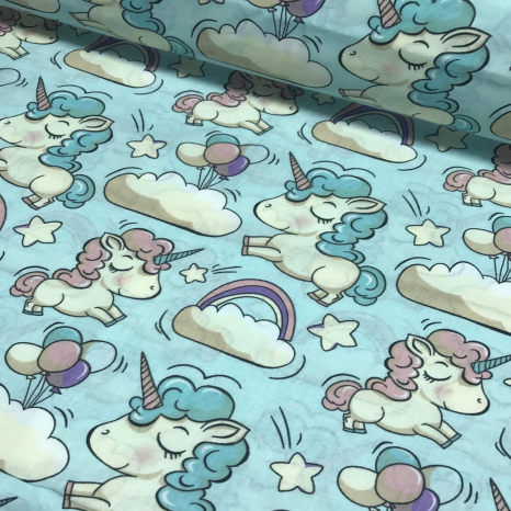 Ткань для постельного белья Бязь "Gold" Lux детская "Единорожки" GLB089