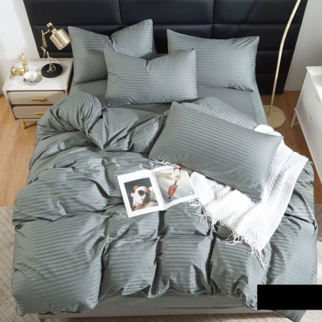 Полуторний набір постільної білизни 150*220 з Страйп Сатину №54022