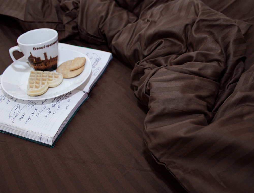 Євро-максі набір постільної білизни 200*220 зі Страйп Сатину №501420 Черешенка™