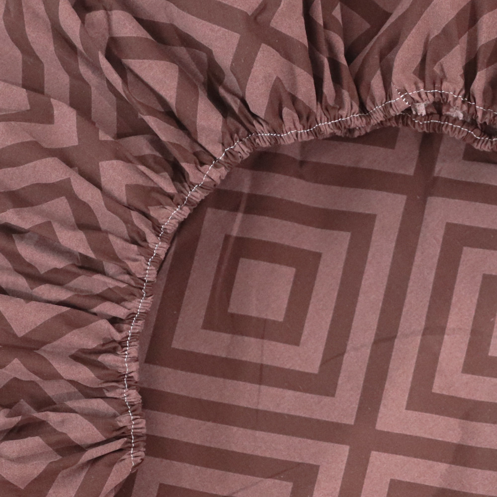 Простирадло на резинці (160*200*25) коричнева геометрія №66128brown