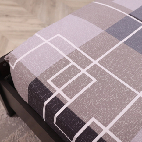 Простынь на резинке (90*200*25) серая с геометрическим принтом №668135