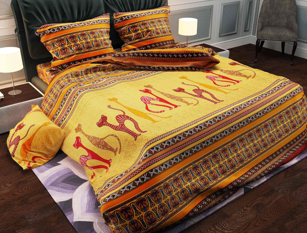 Ткань для постельного белья Бязь "Gold" Lux "Египетские кошки" GL686