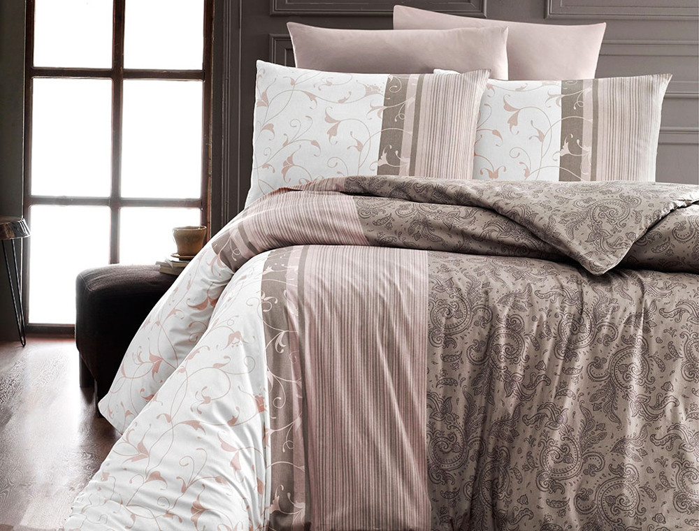 Полуторний набір постільної білизни 160*220 із Ранфорсу Peitra Kahve First Choice™