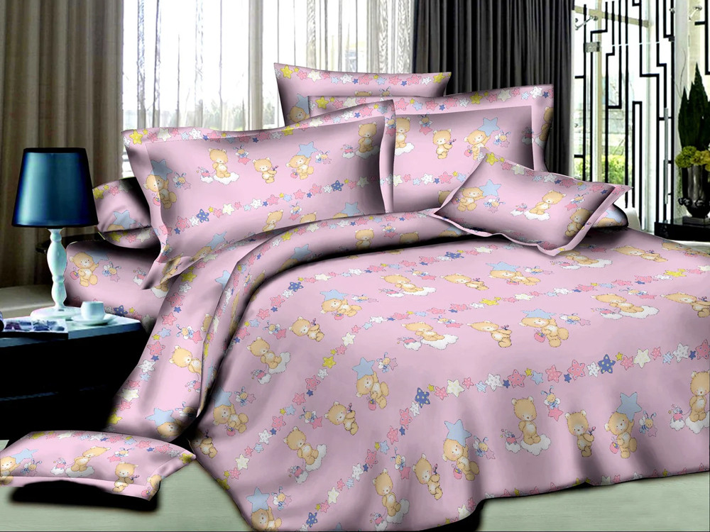 Тканина для постільної білизни Ранфорс Bear in Stars Pink (60м)