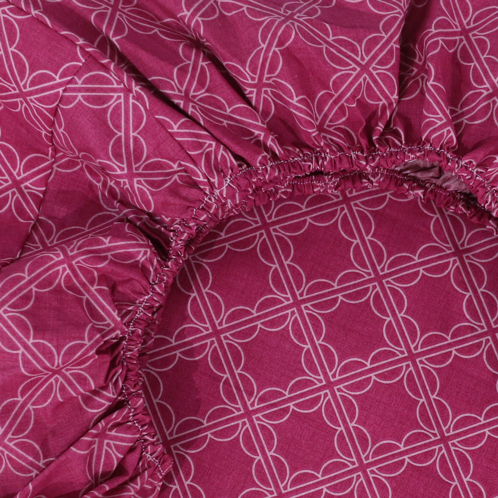 Простирадло на резинці (90*200*25) бордова геометрія №6679031