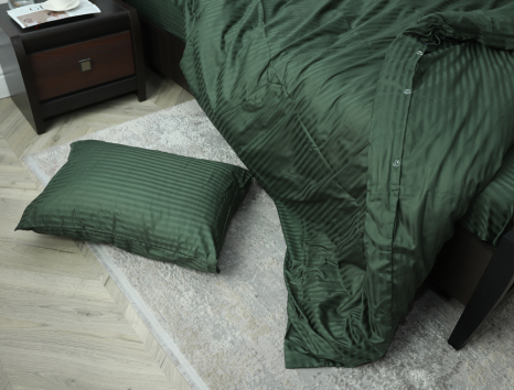 Сімейний набір постільної білизни зі Страйп Сатину №18-6114 Черешенка™