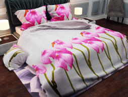 Тканина для постільної білизни Бязь "Gold" Lux "Квітковий принт (сірий)" GL724