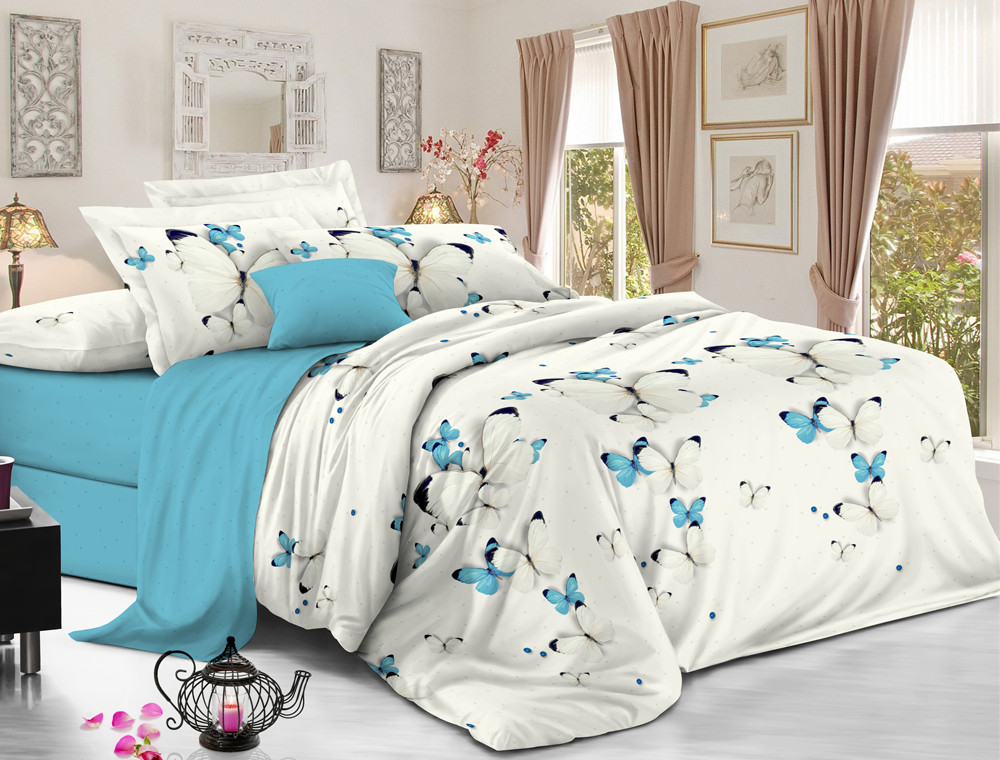 Євро-максі набір постільної білизни 200*220 із Сатину №571AB Черешенка™