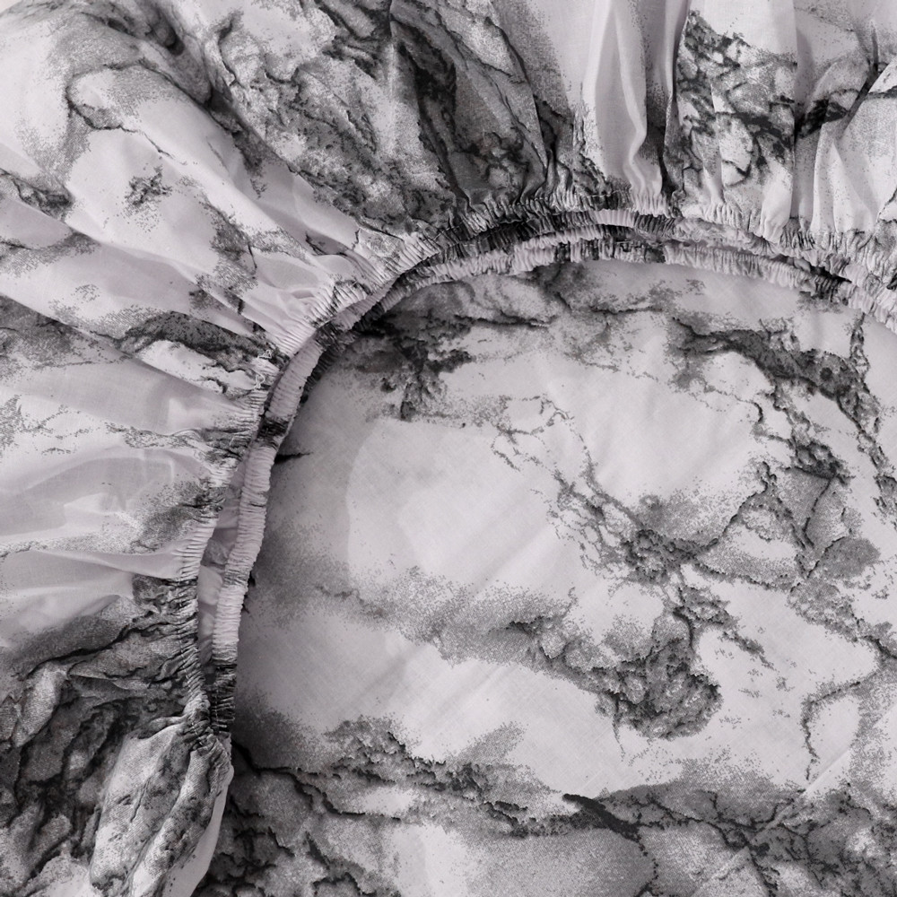 Простынь на резинке (180*200*25) белый мрамор №668093