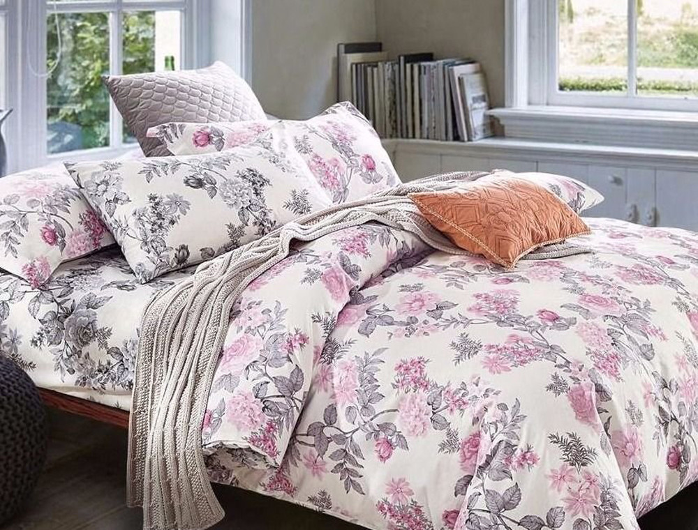 Двоспальний набір постільної білизни 180*220 із Сатину №2052AB Черешенка™