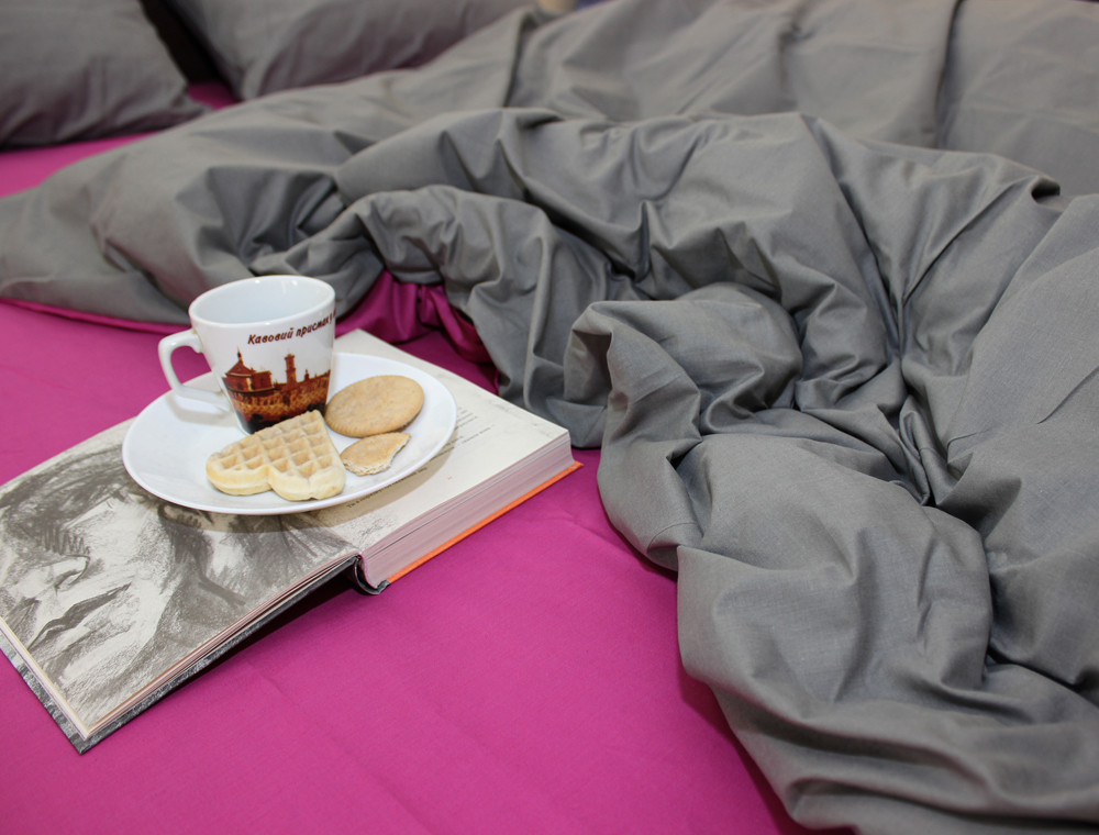 Полуторний набір однотонної постільної білизни 150*220 із Бязі "Gold" №151724AB Черешенька™