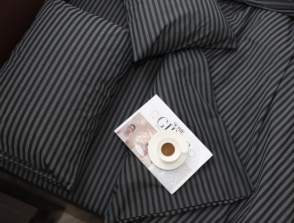 Семейный набор хлопкового постельного белья в полоску из Бязи "Gold" №156611 Черешенка™