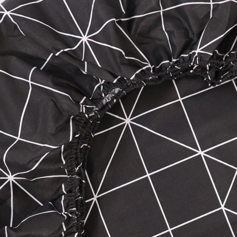 Простынь на резинке (160*200*25) черная с геометрическим принтом №662406