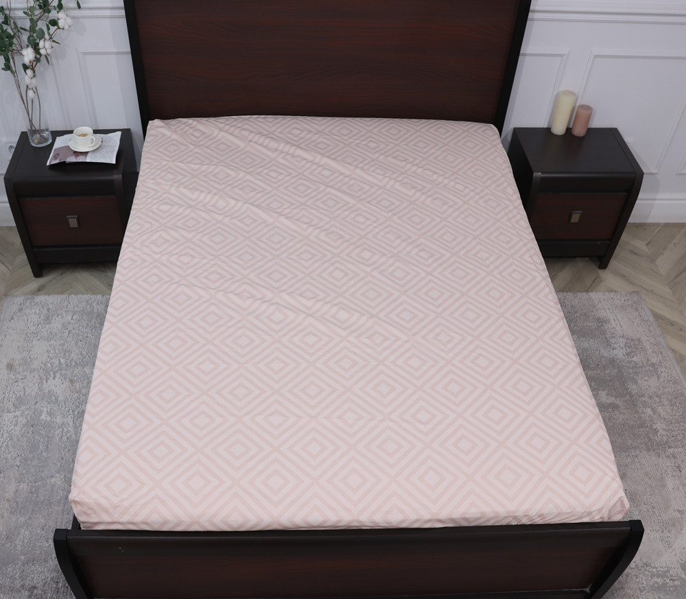 Простирадло на резинці (160*200*25) ромб персиковий №124