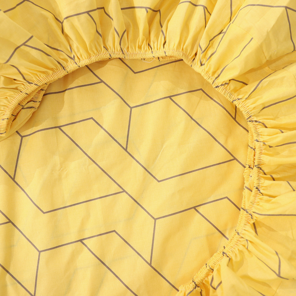 Простынь на резинке (90*200*25) жёлтая геометрия №661094yellow