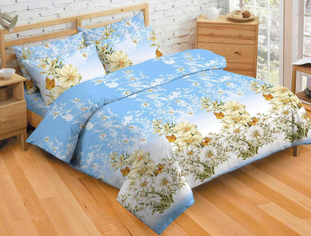 Тканина для постільної білизни Бязь "Gold" "Святковий настрій" GLL13019blue