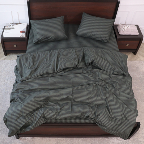 Євро-максі набір смугастої постільної білизни 200*220 із Бязі "Gold" №156610 Черешенька™