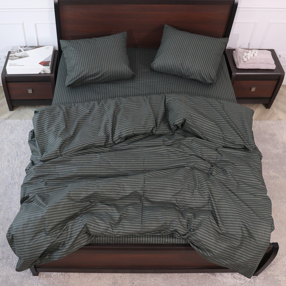 Євро-максі набір смугастої постільної білизни 200*220 із Бязі "Gold" №156610 Черешенька™