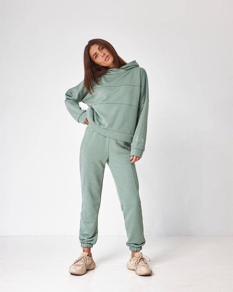Жіночий спортивний костюм з капюшоном (Розмір S) фісташка №20222159